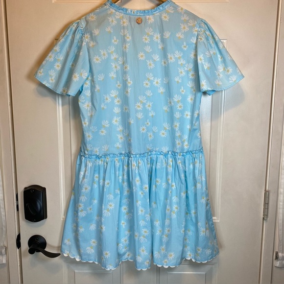 Simply Southern Dress Size S Powder Blue with Daisy Print V-neck Ruffled Skirt - Picture 2 of 14